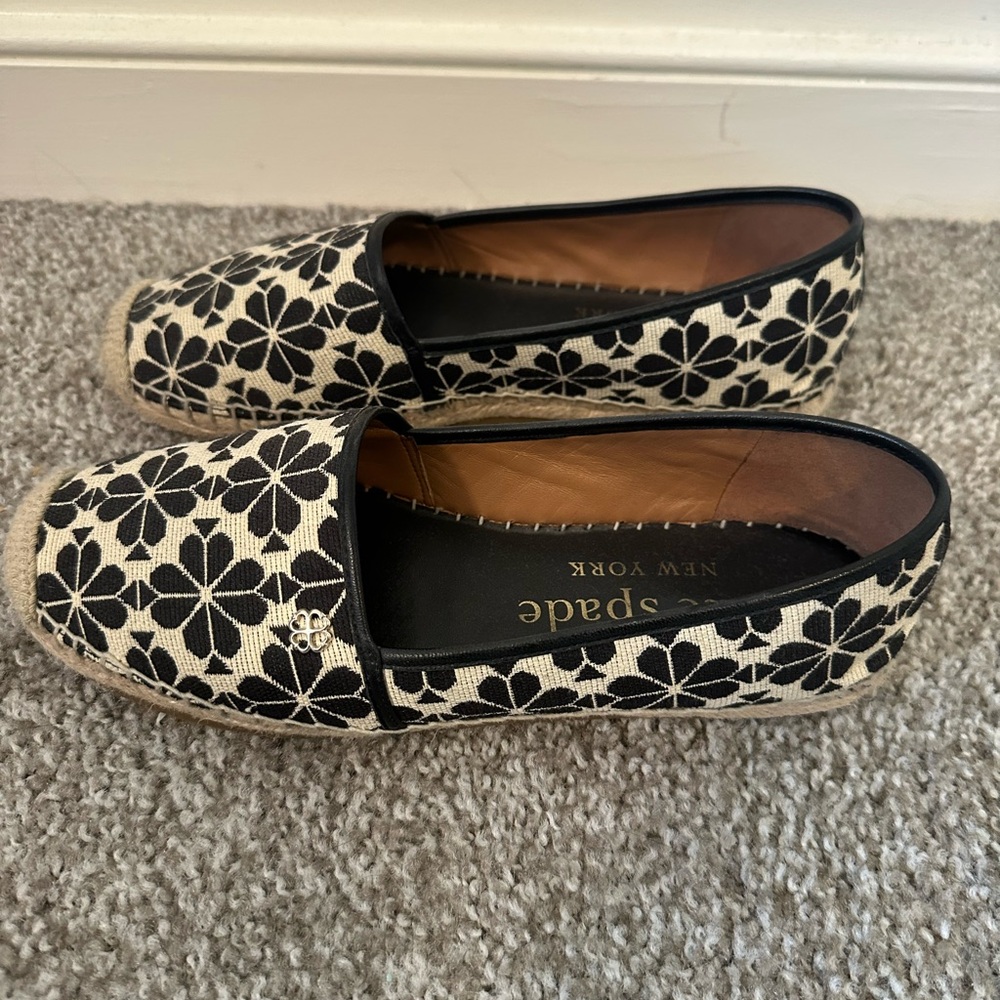 Kate Spade Black Floral Espadrilles